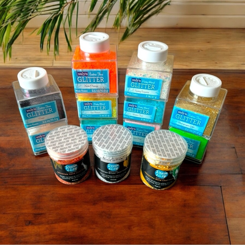 Craft Glitter & Metallic Leaf Flakes Bundle – Sulyn & Resin Easy – 13 Pieces